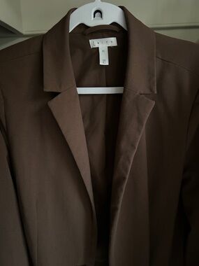 Leith Chocolate Brown Women's Blazer Jacket - Open Front Tailored Style